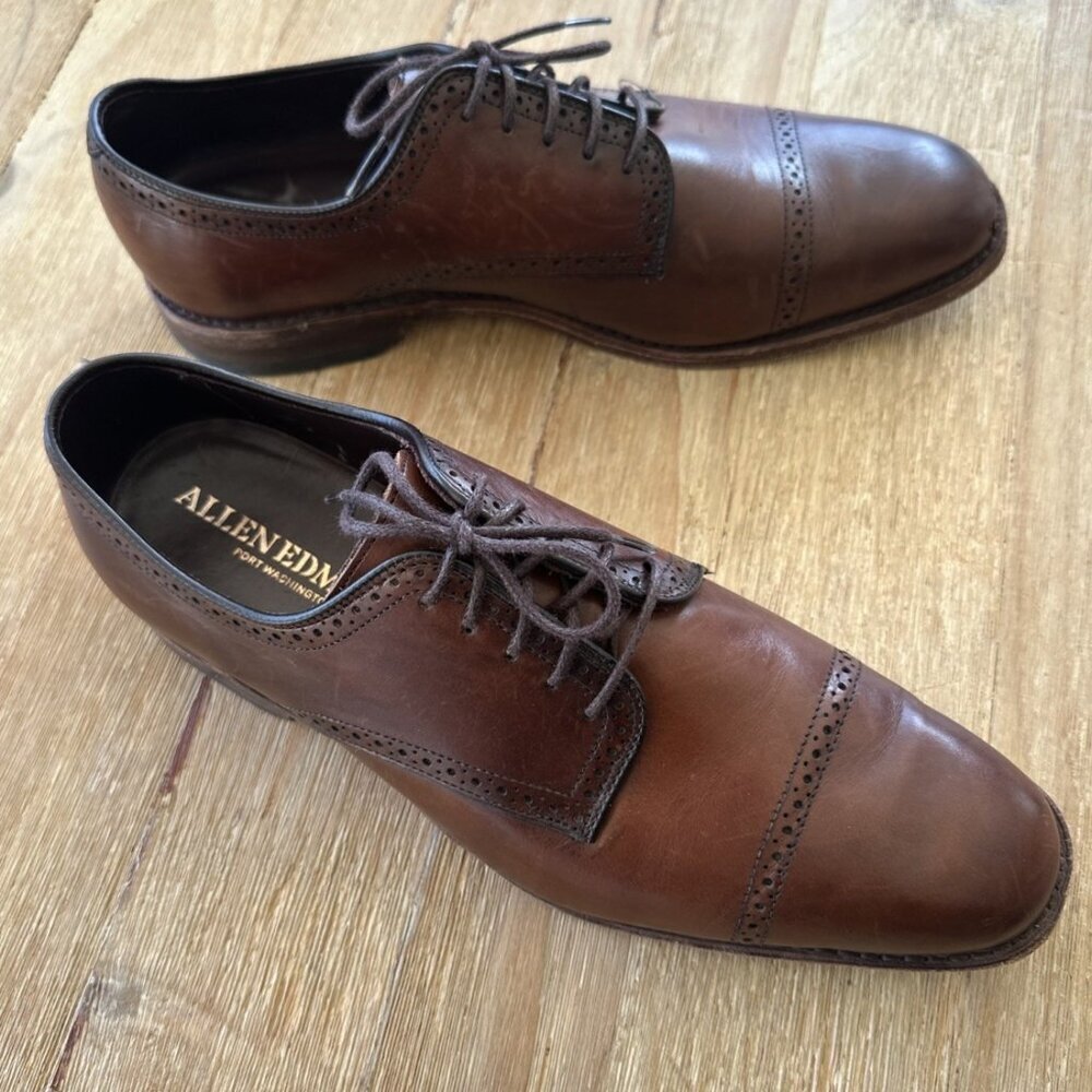 Allen Edmonds Mens Yorktown Oxford Shoe Size 10 D Brown Leather 2563